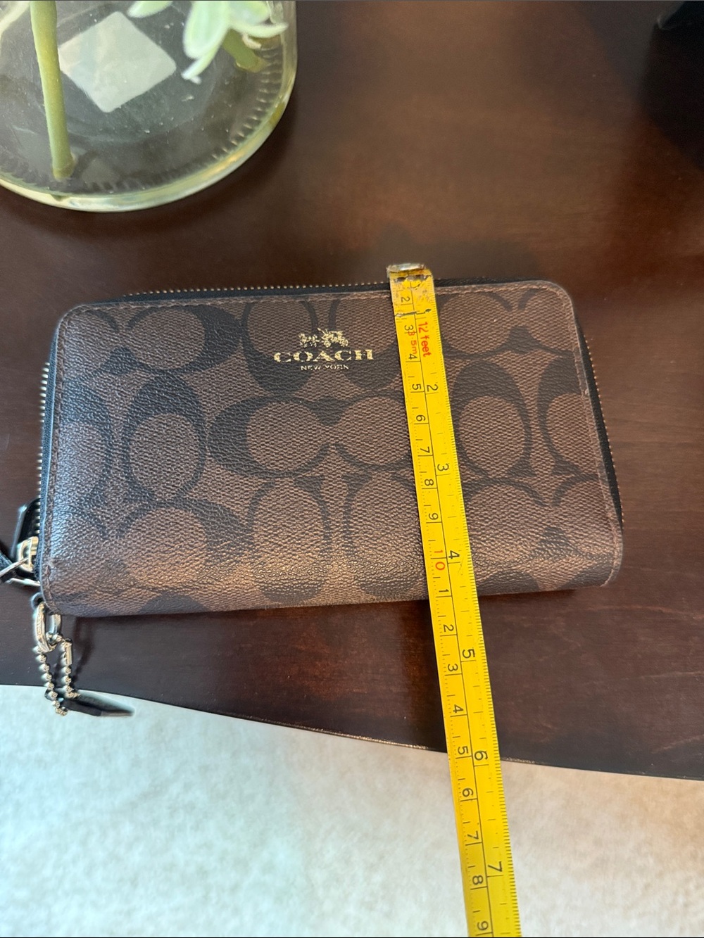 Coach Brown and Black Signature Zip Wallet with Gold Logo - Picture 9 of 9